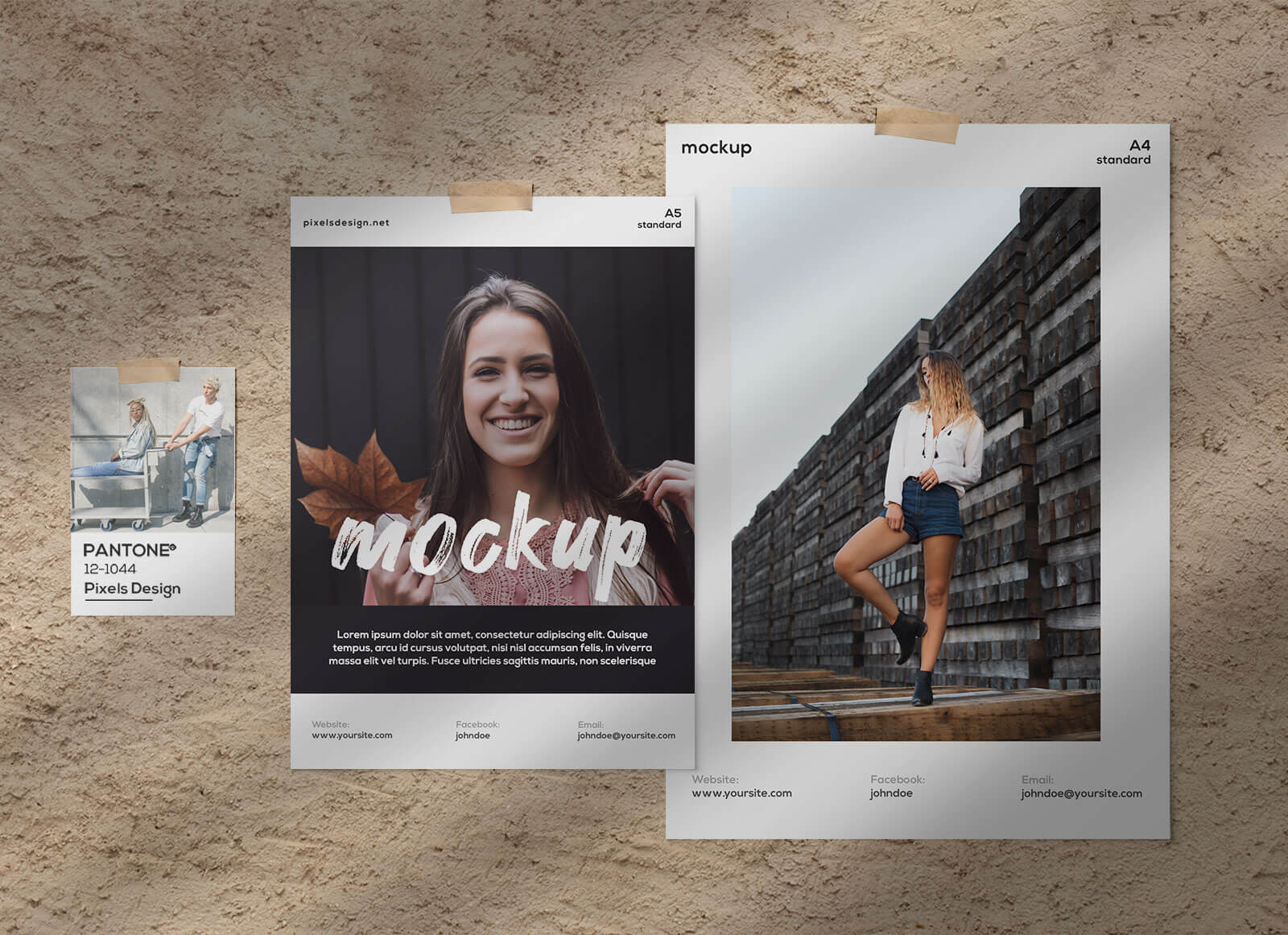 Download Free A4 & A5 Papers Moodboard Mockup PSD Scene - Good Mockups